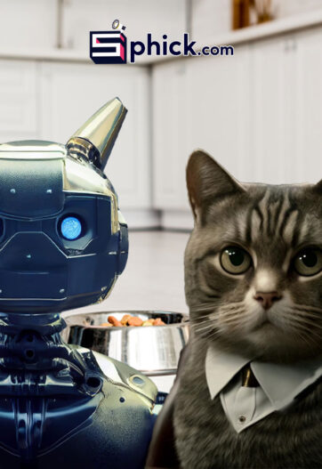 Un gato con su amigo robot